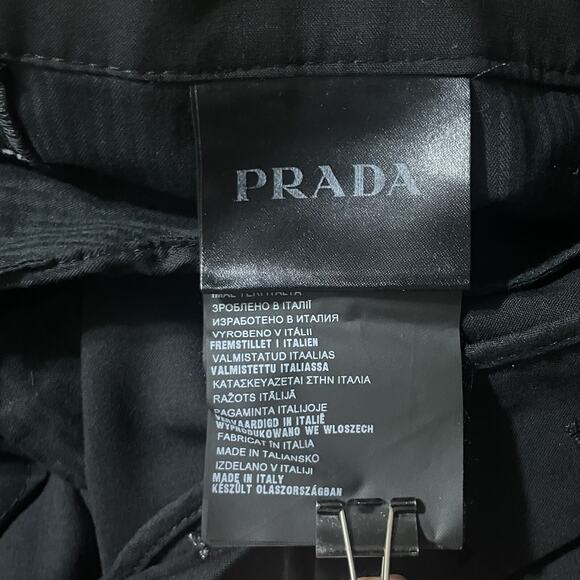 Prada Milano Pants Men 34x30 Black Contrast Stitch Lightweight Button Fly Modern - Picture 9 of 14